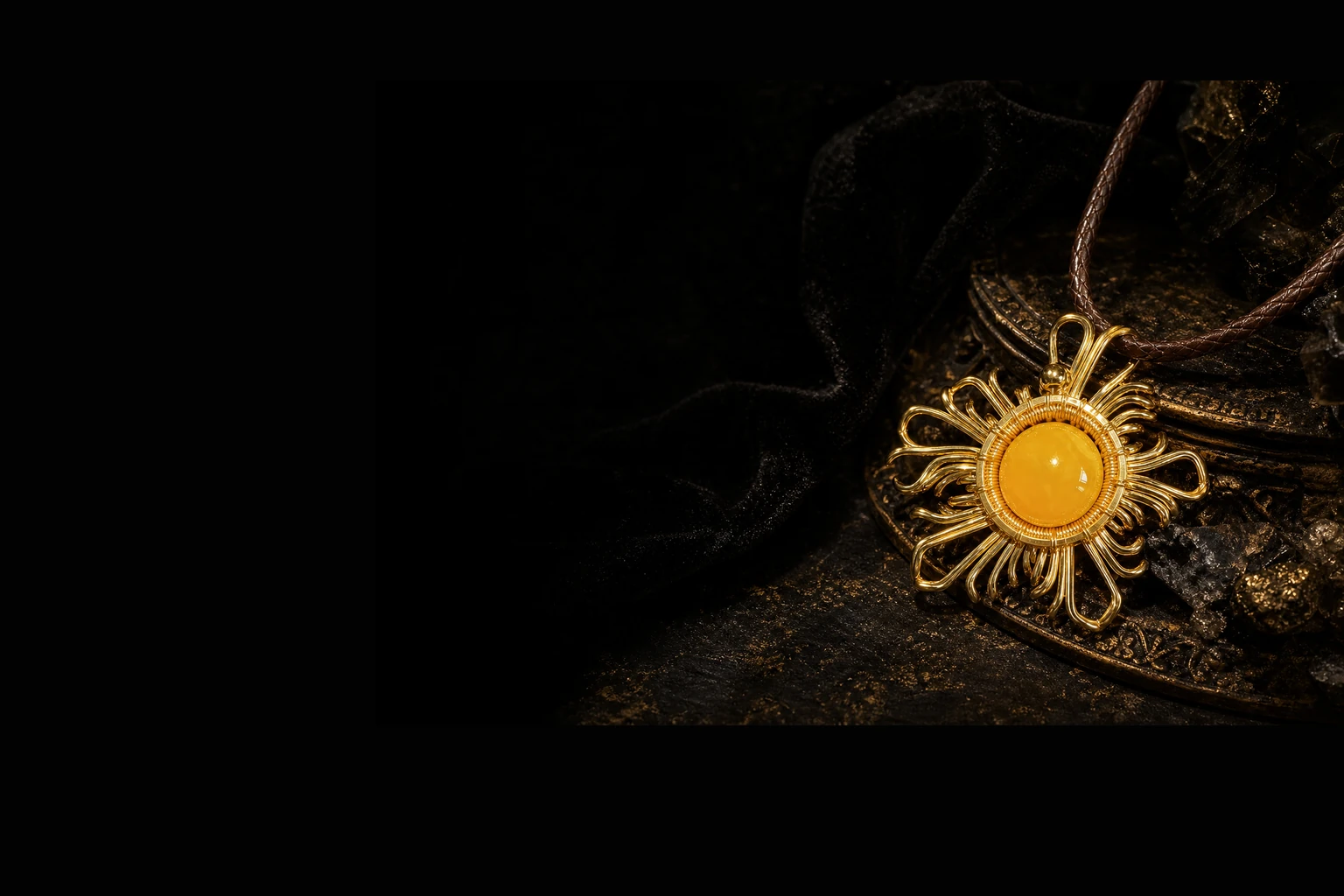 Layered jewelry and gemstone editorial hero