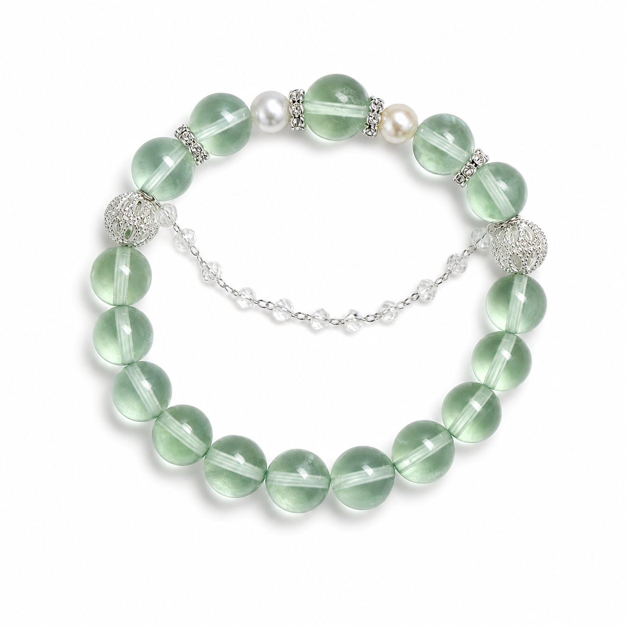 Green Fluorite Pearl Bracelet